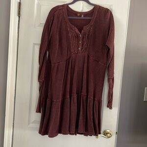 Free People waffle flowy mini dress